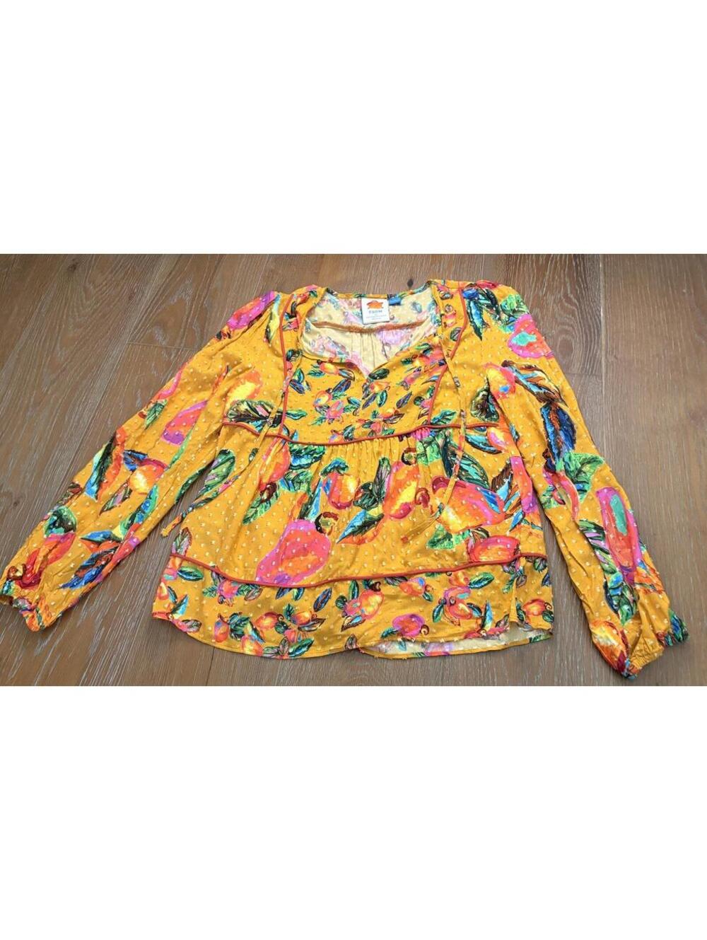 Farm Rio Anthropologie Topical Mango Blouse Size XS
